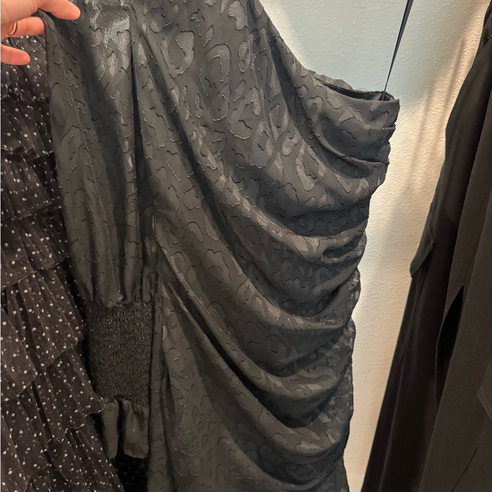 Bebe Black One-Shoulder Draped Dress